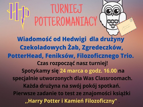 Turniej czytelniczy ,,Potteromaniacy" czas zacząć! 